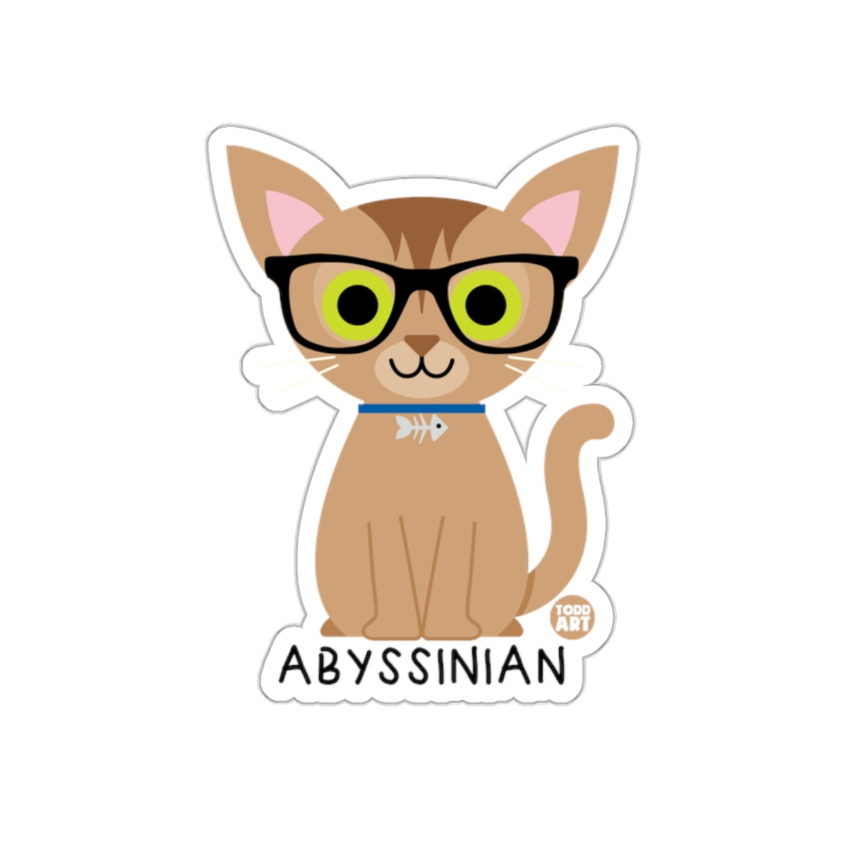 Cute Abyssinian Cat Wearing Glasses Sticker