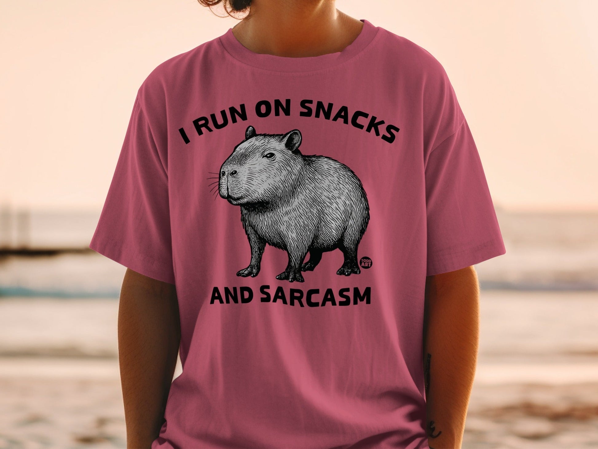 I Run on Snacks and Sarcasm Capybara T-Shirt