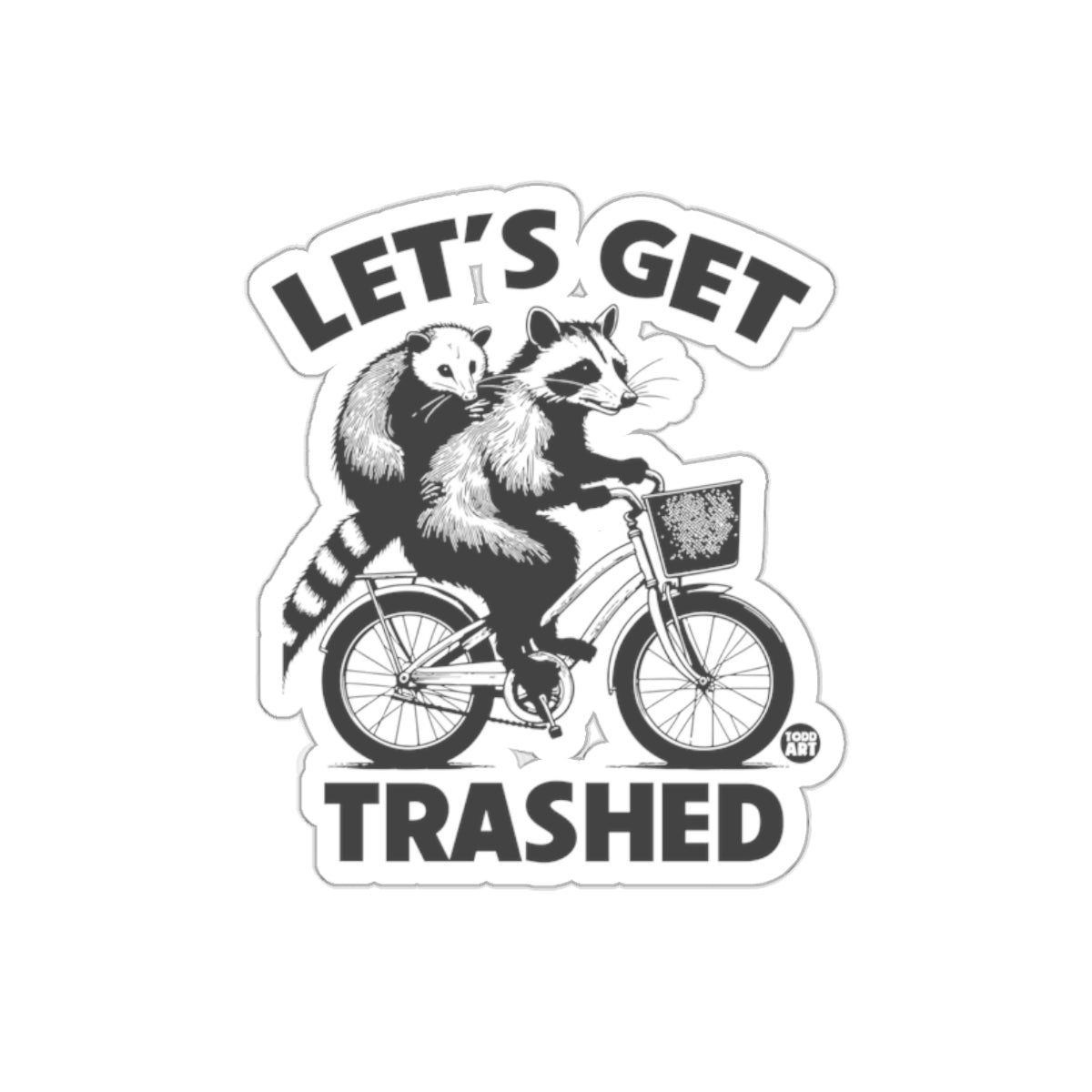 Lets Get Trashed Raccoon And Possum On Bike Art Stickers