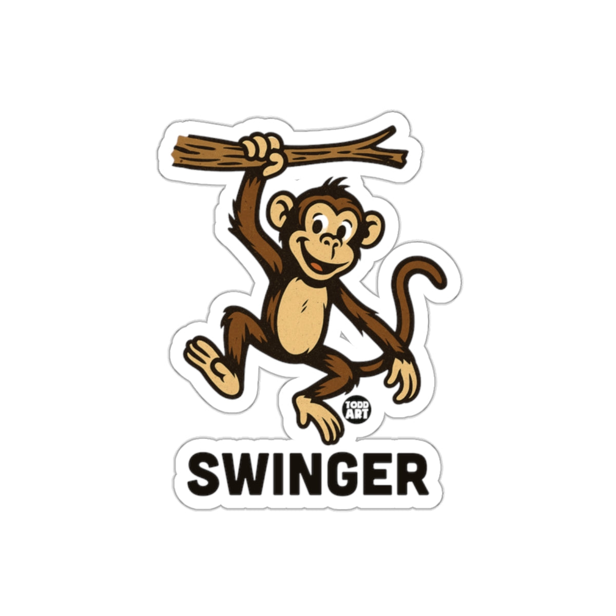 Cute Monkey Swinger Design Sticker for Enjoyment