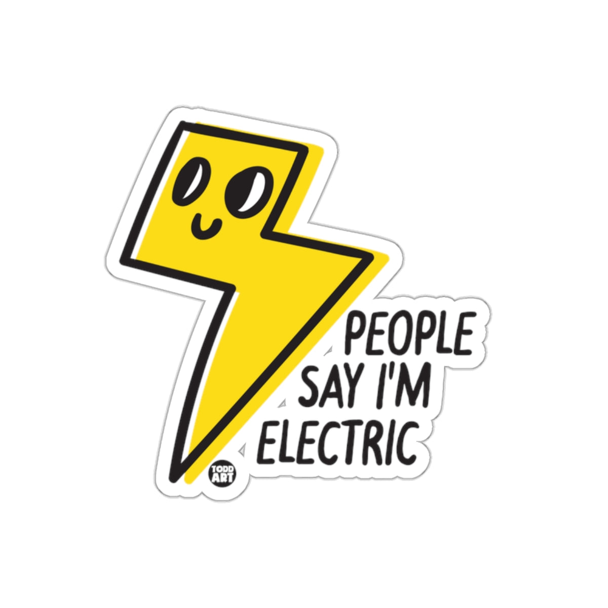 Cute Yellow Lightning Bolt People Say I'm Electric Sticker