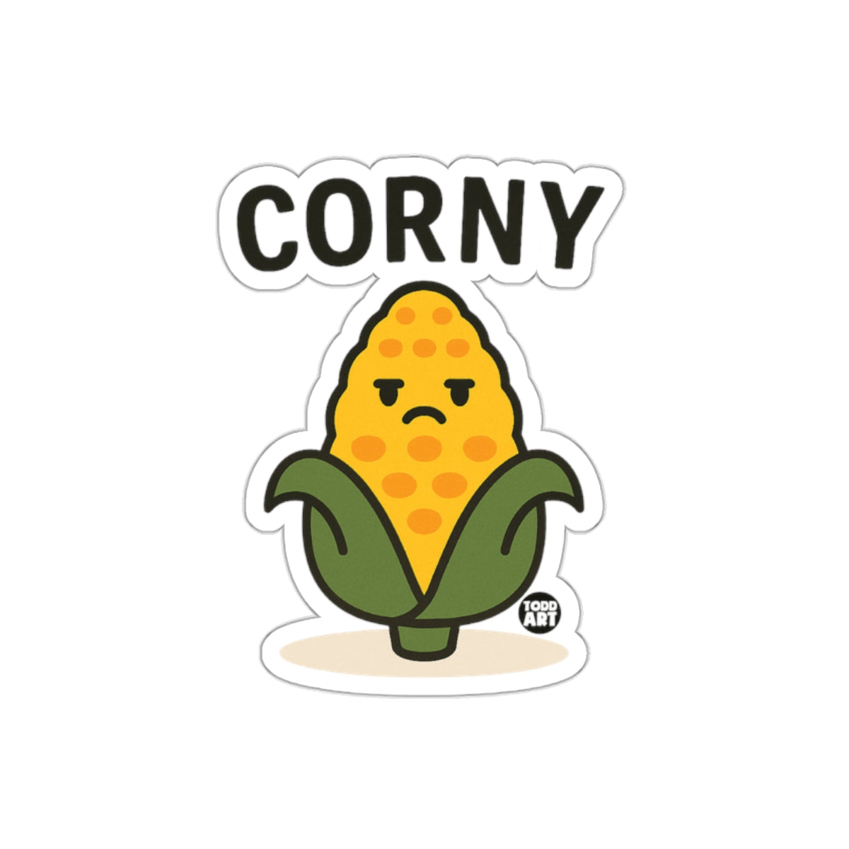 Corny Funny Corn Character Sticker Humorous Art