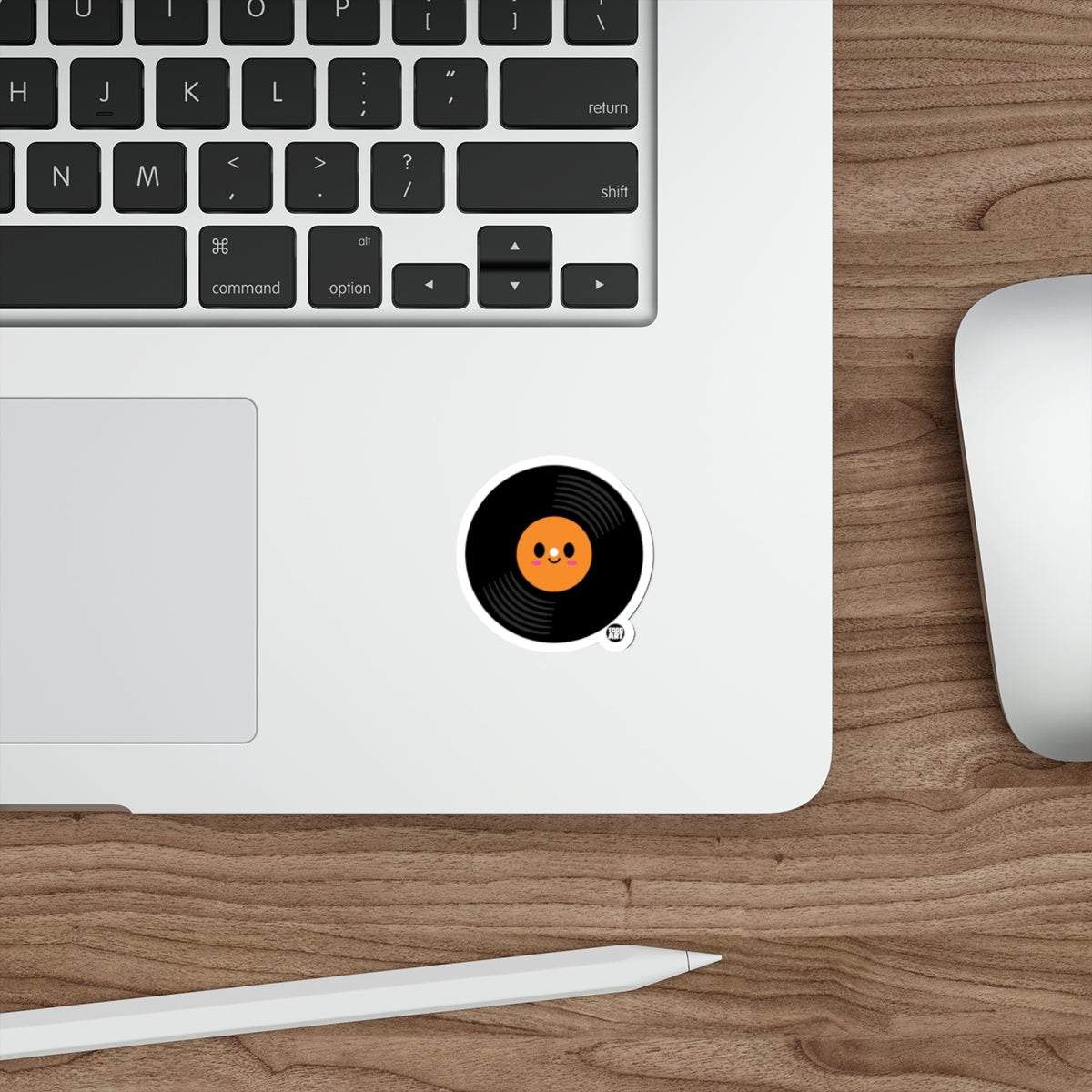 Cute Smiling Vinyl Record Sticker for Laptops or Tablets