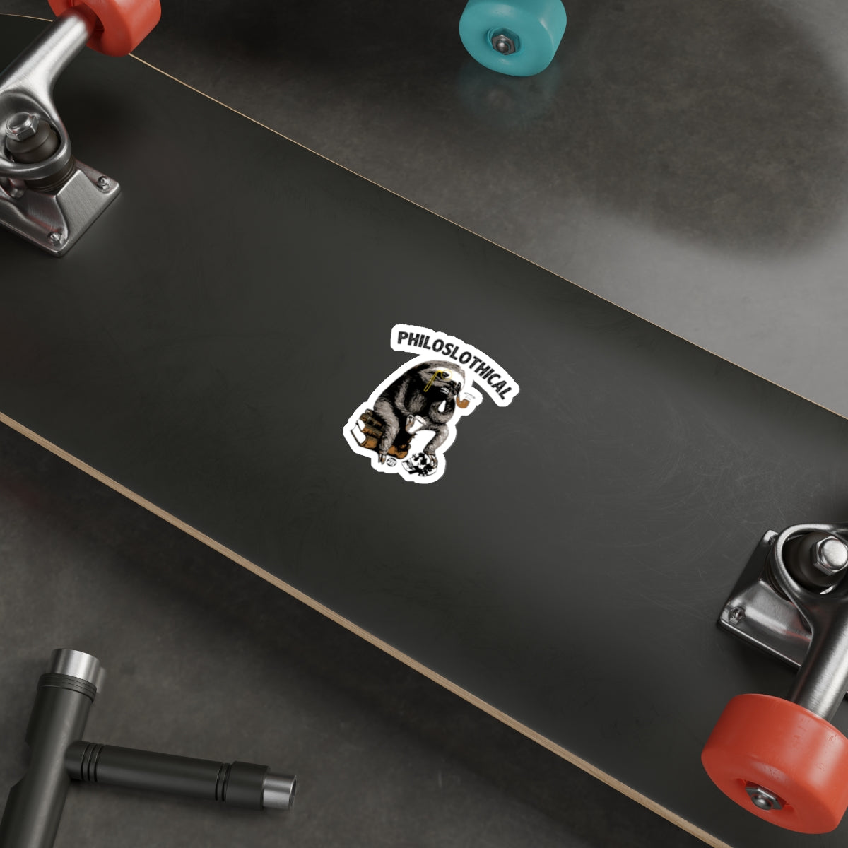 Philosophlothical Sloth on Books with Skull Stickers