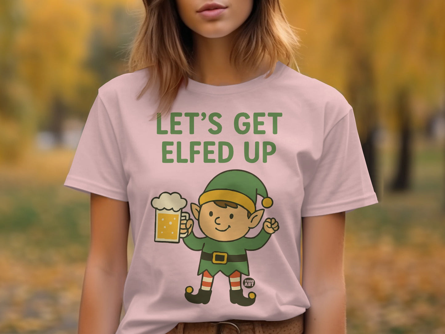 Let's Get Elfed Up Elf Holding Beer Shirt