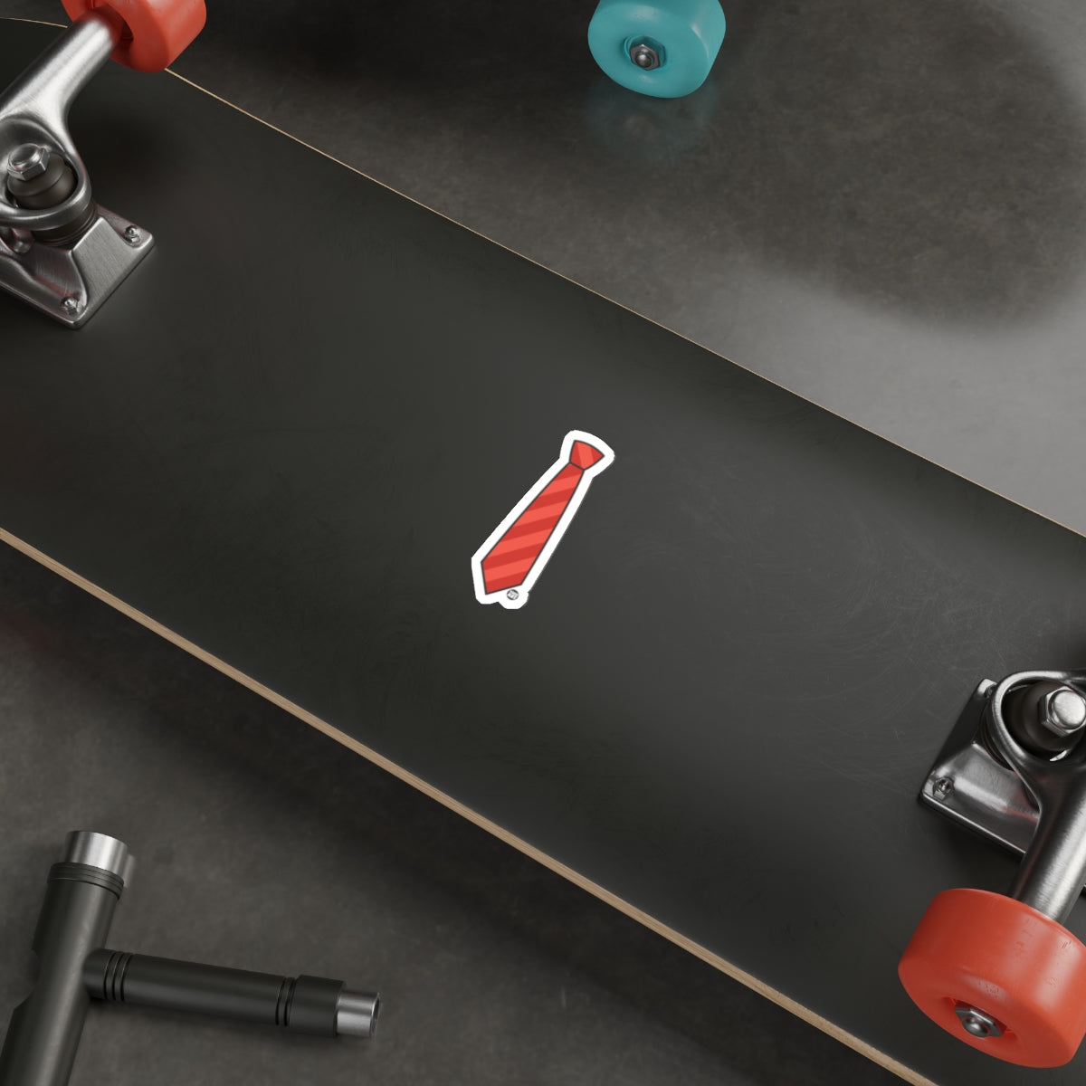 Red Tie Sticker on Skateboard Decor Skateboarding Accessory