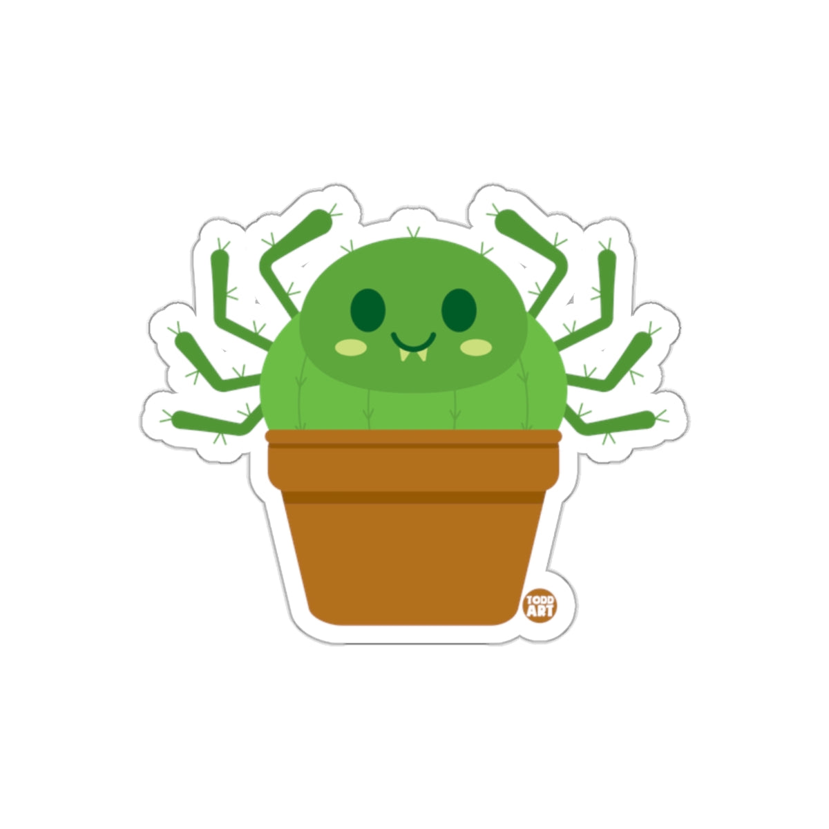 Cute Smiling Alien Cactus in Pot Sticker for Decorating