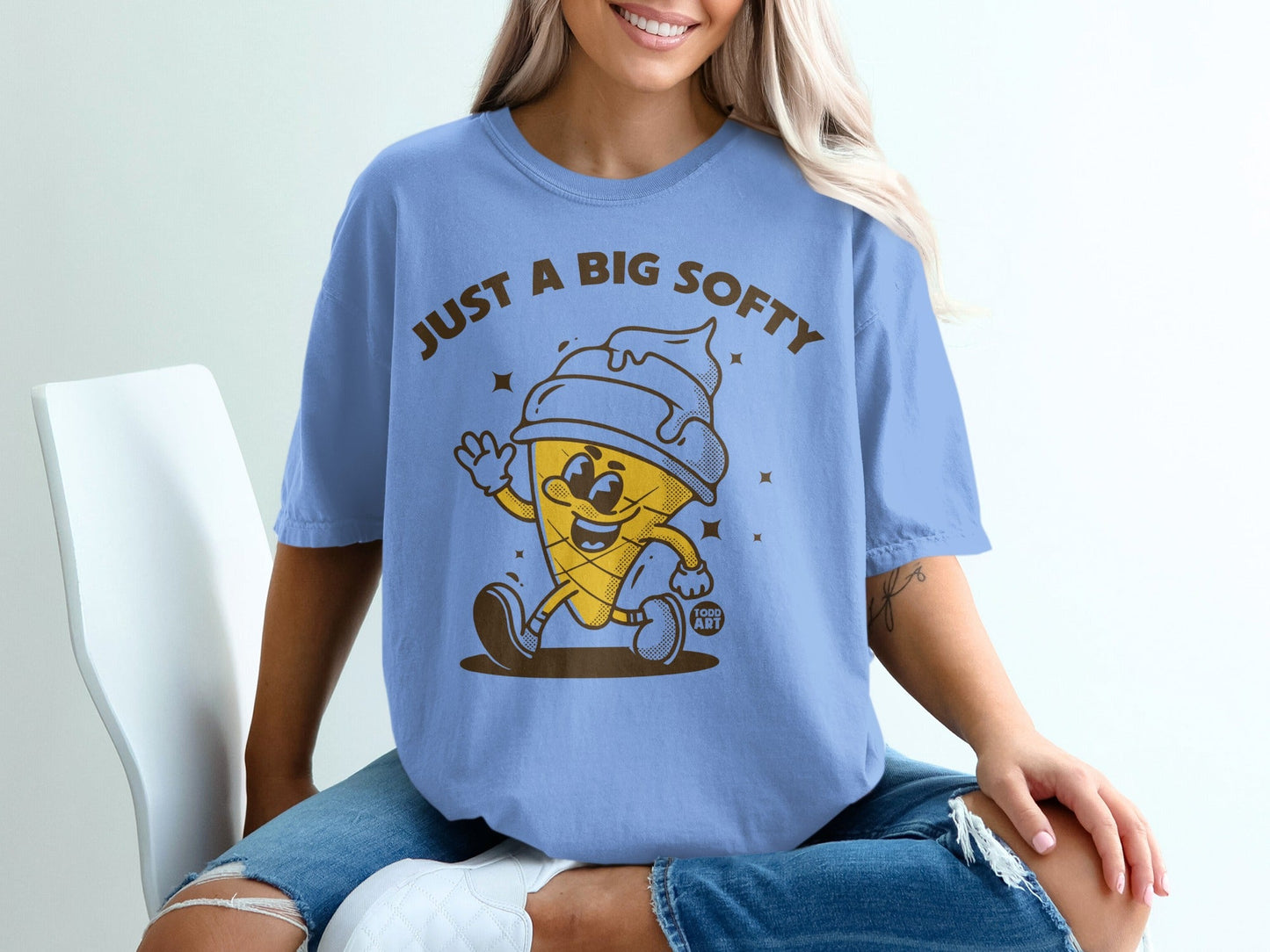 Just a Big Softy Ice Cream Character Graphic Shirt