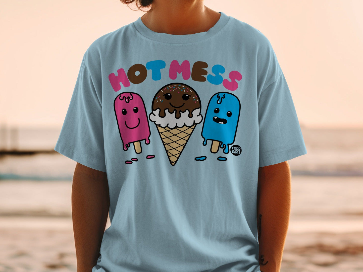 Cute Hot Mess Ice Cream and Popsicle Graphic T-Shirt