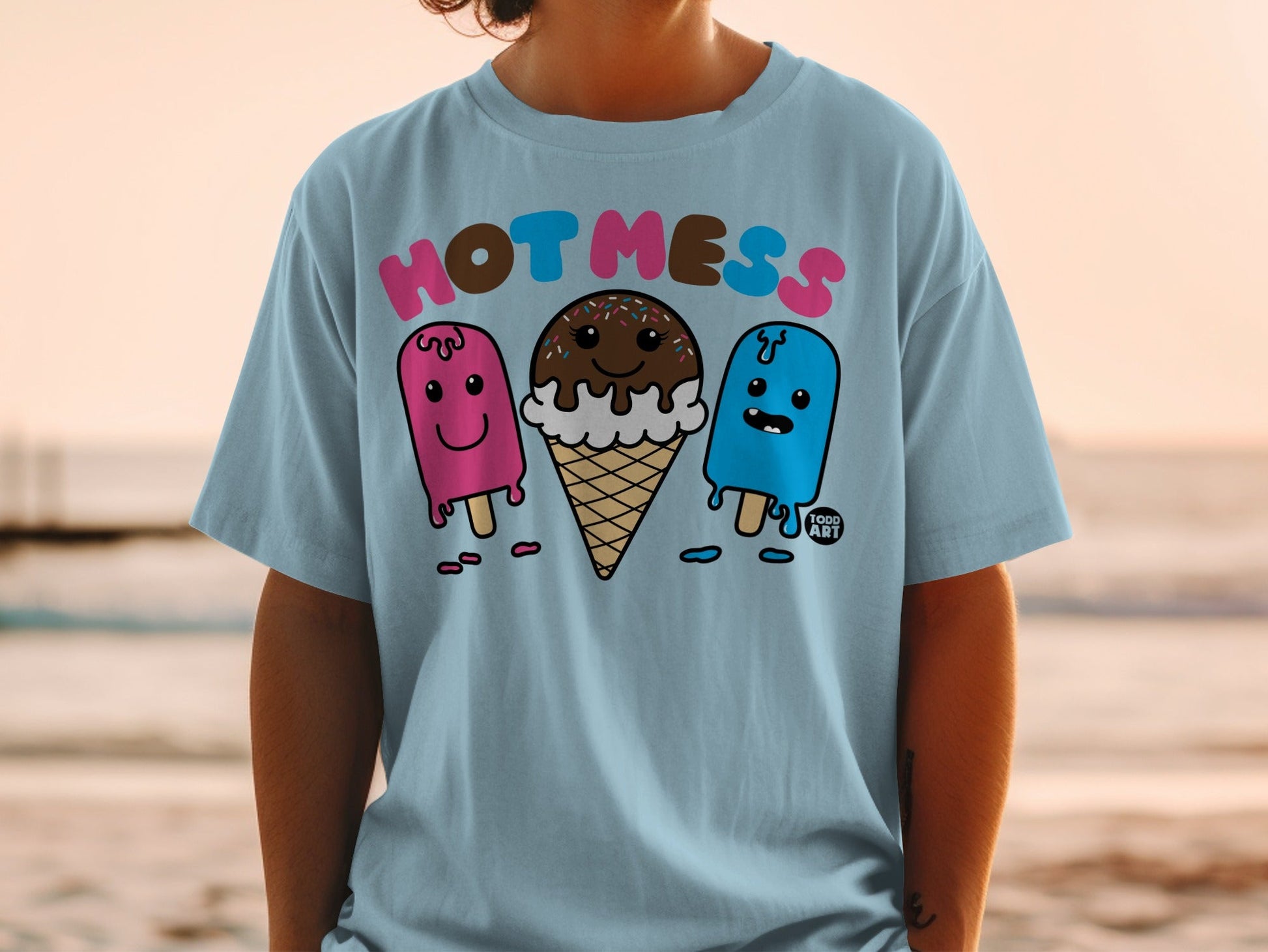 Cute Hot Mess Ice Cream and Popsicle Graphic T-Shirt
