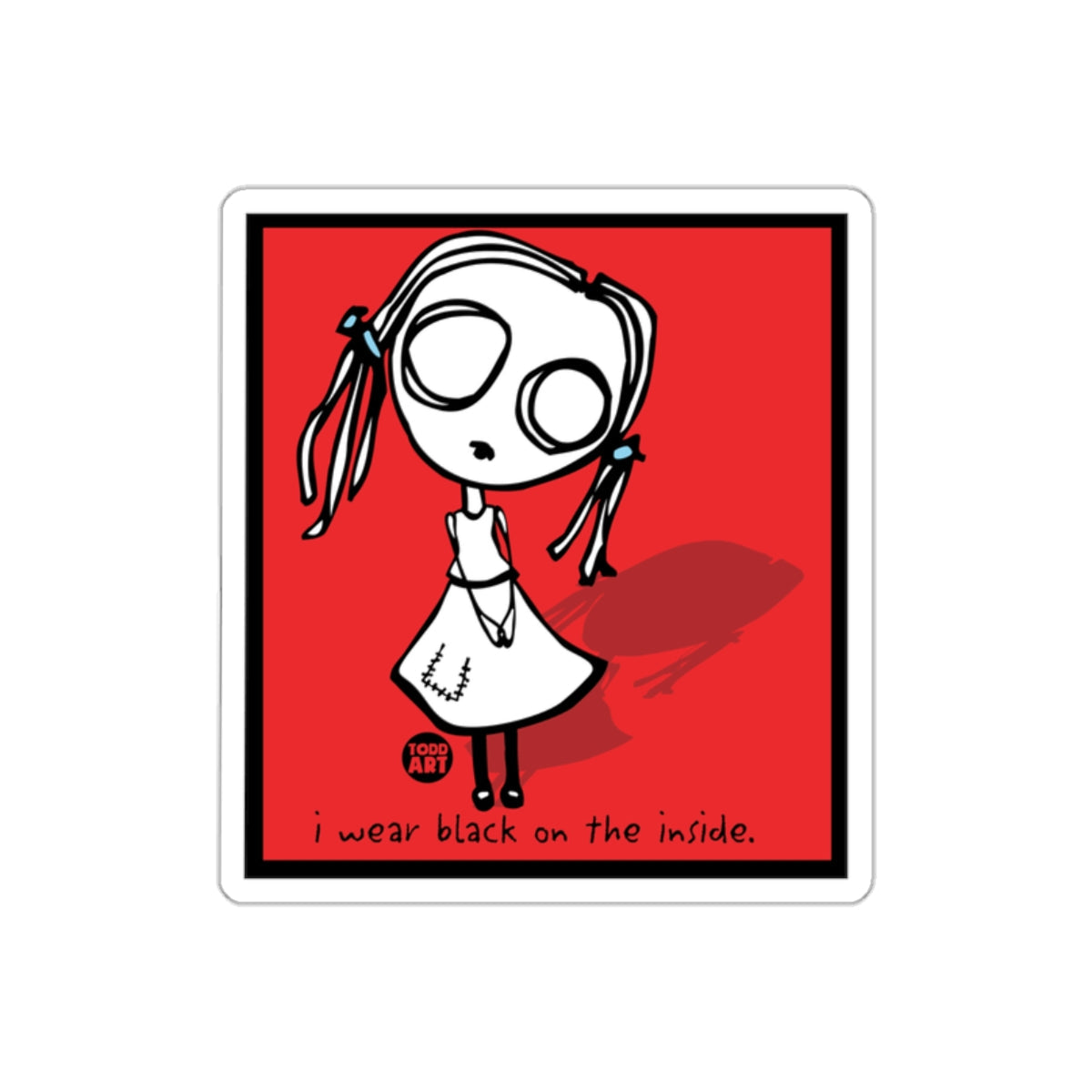 I Wear Black On The Inside Cartoon Design Sticker