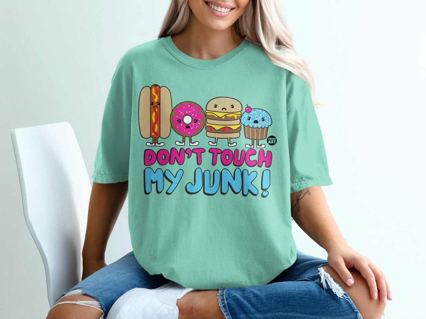 Don't Touch My Junk Funny Cartoon Graphic T-shirt