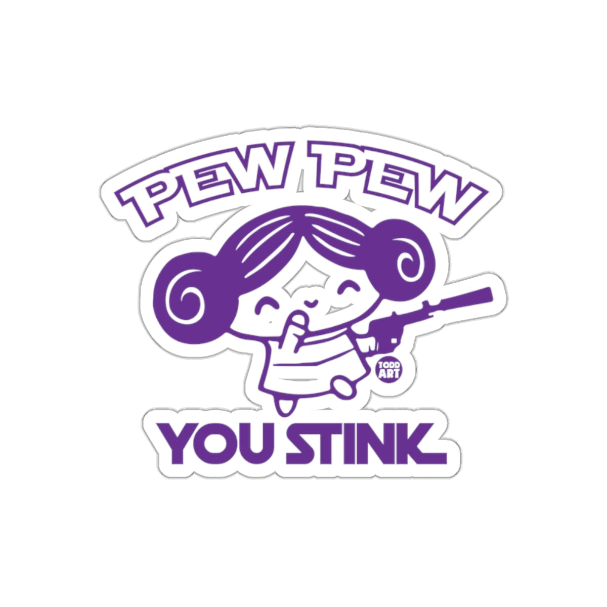 Pew Pew Princess Leia You Stink Design Art sticker
