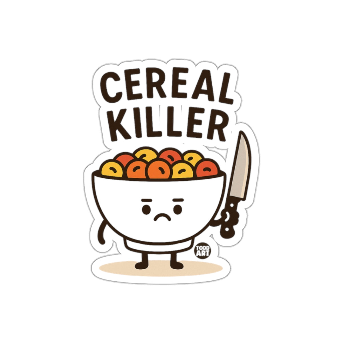 Cute Cereal Killer Sticker with Cartoon Design