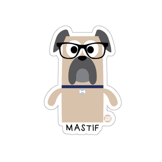 Cute Mastiff Cartoon with Glasses Sticker Design