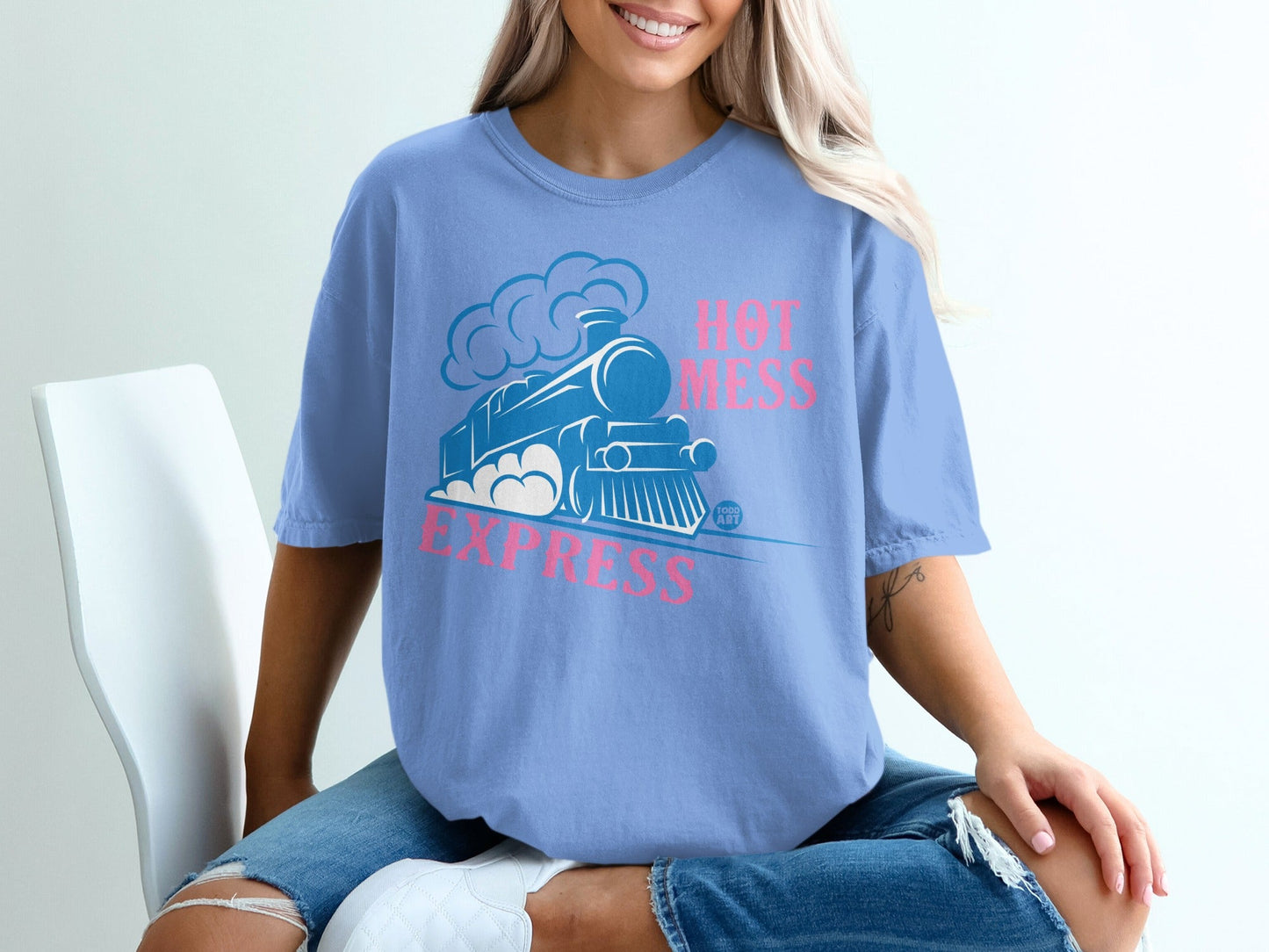 Hot Mess Express Graphic Design Blue T-Shirt