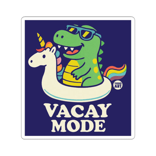 Vacay Mode Dino Riding Unicorn Sticker Design