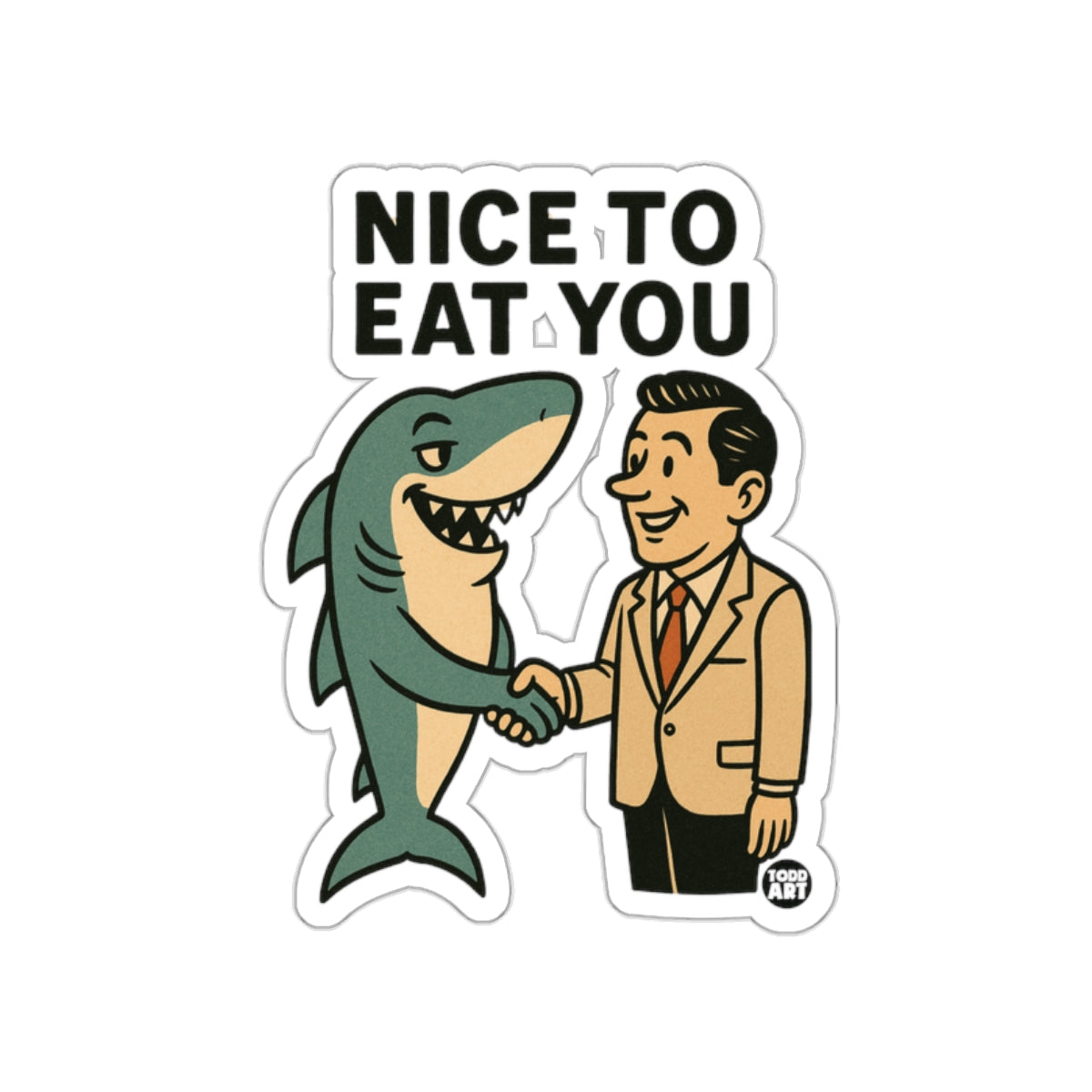 Funny Shark Handshake Nice To Eat You Graphic Stickers