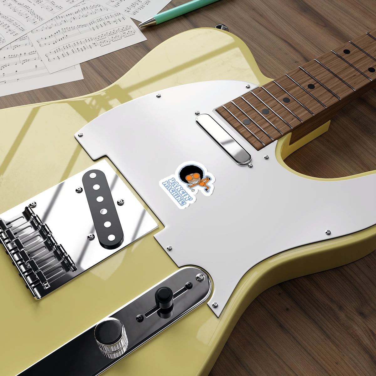 Electric Guitar with Detailed Neck and Pickguard