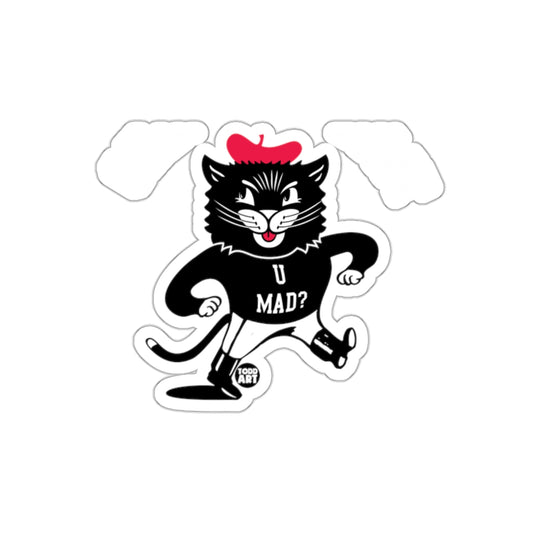 U Mad Black Cat With Red Beret Todd Art Style Stickers
