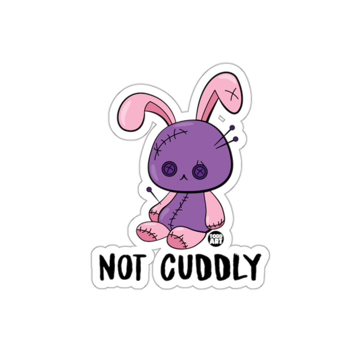 Not Cuddly Purple and Pink Plushie Sticker Design