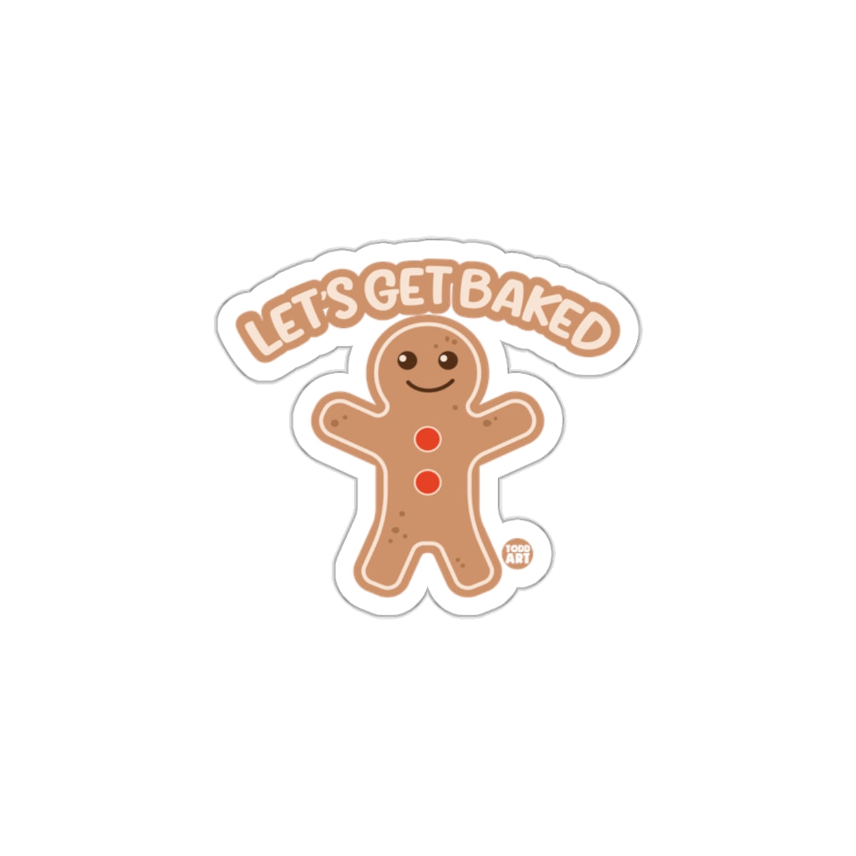 Let's Get Baked Gingerbread Man Sticker Fun Decor