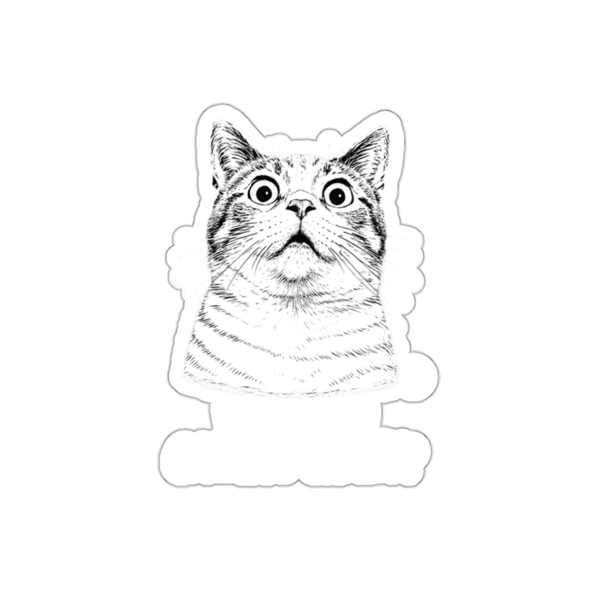 Wide-Eyed Adorable Cat with Surprised Expression Sticker