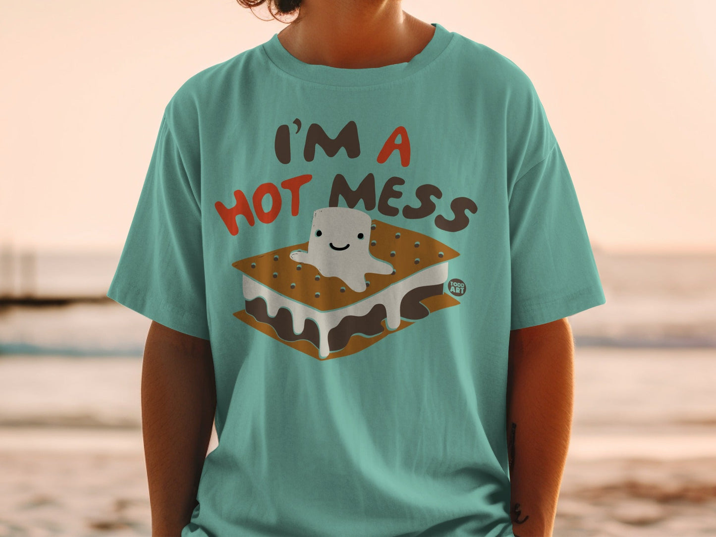 I'm A Hot Mess S'mores Graphic Teal T-shirt