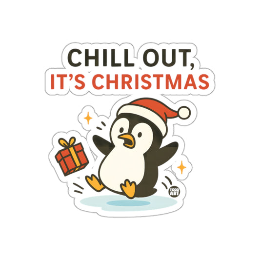 Chill Out It's Christmas Penguin Illustration Sticker