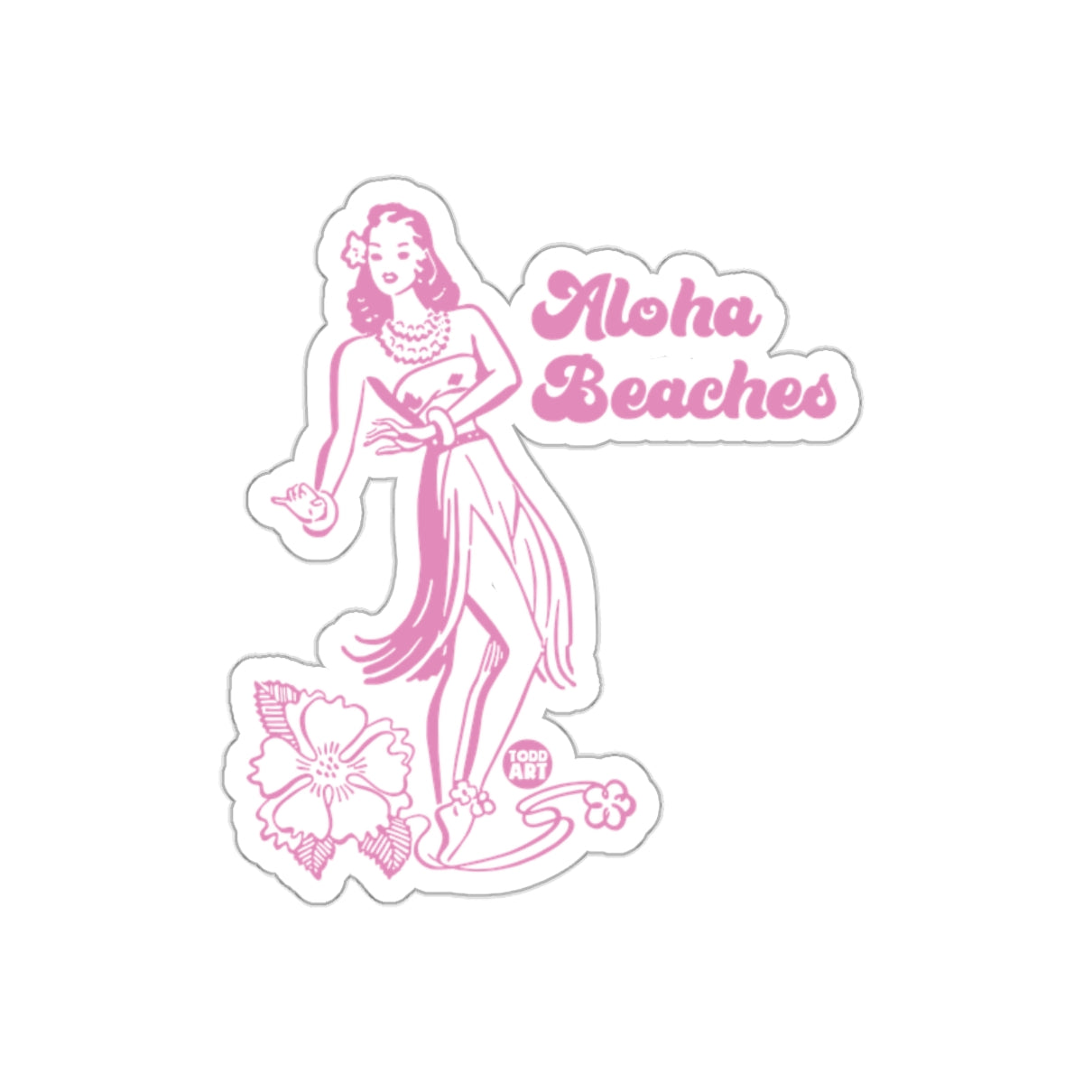 Vintage Aloha Beaches Hawaiian Hula Girl Sticker