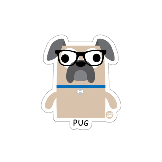 Cute Cartoon Pug with Glasses Graphic Sticker Design