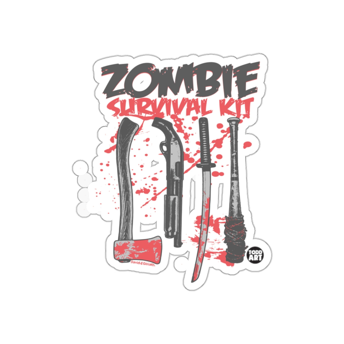 Zombie Survival Kit Graphic Design Sticker
