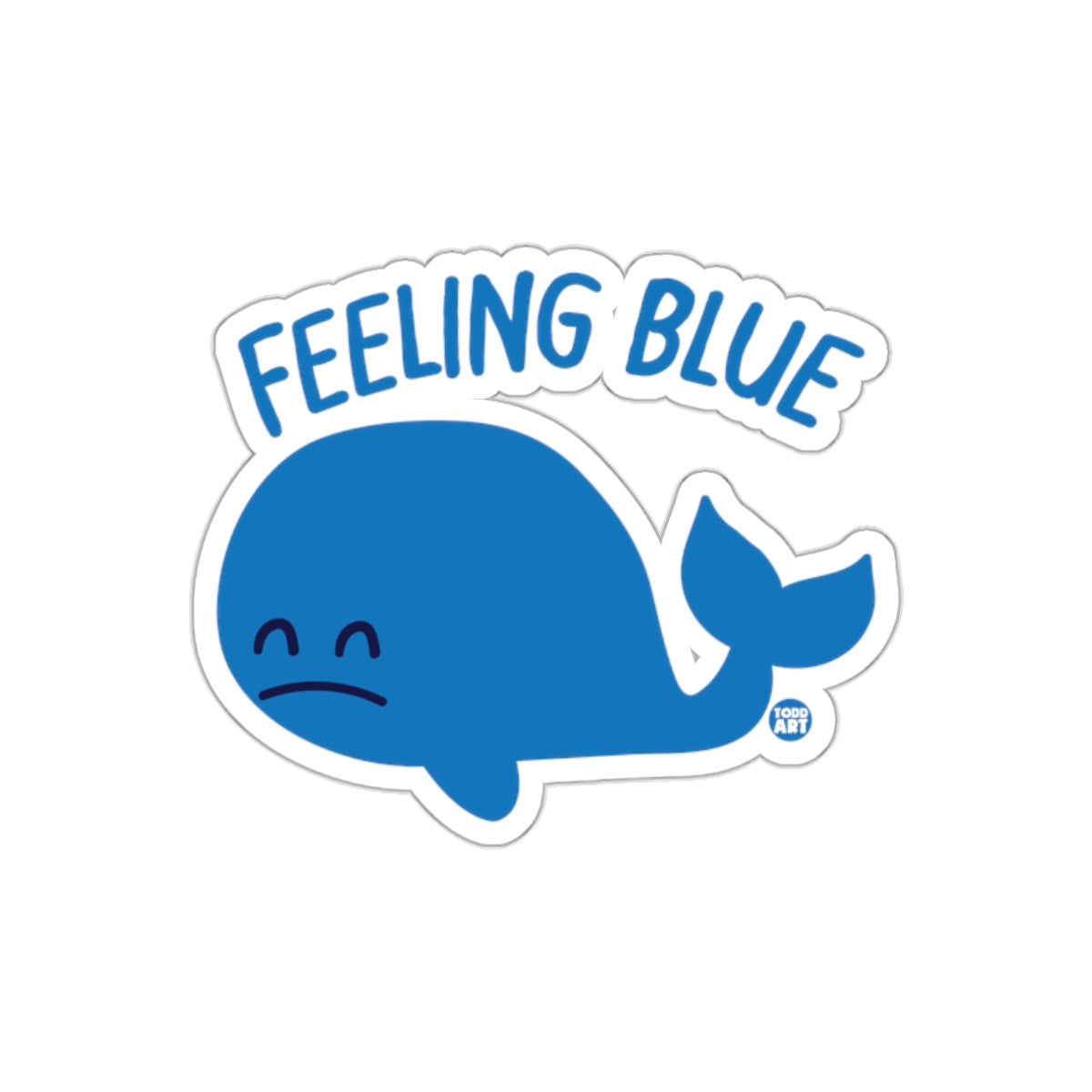 Feeling Blue Sad Whale Cartoon Sticker