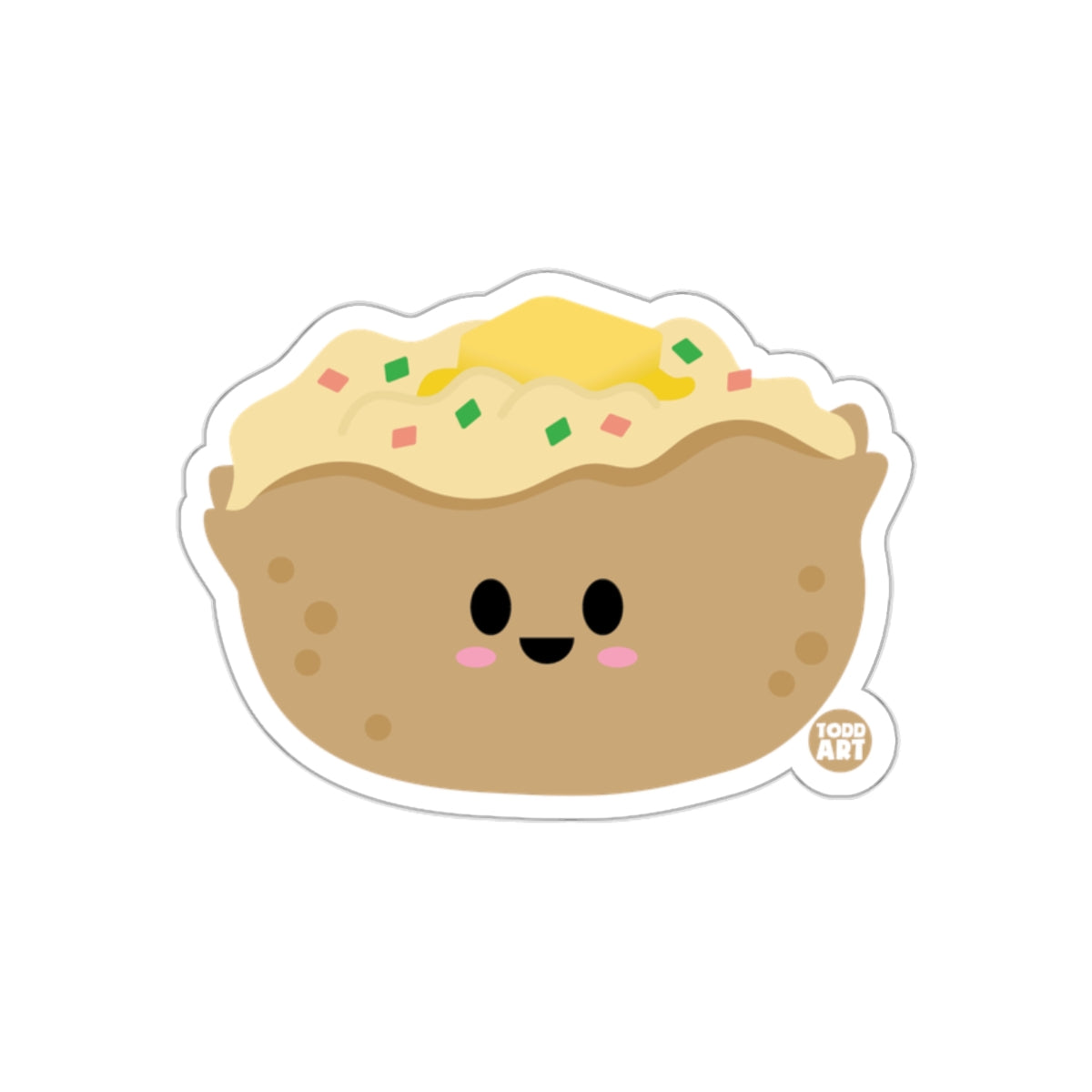 Cute Happy Baked Potato Sticker with Butter and Chives