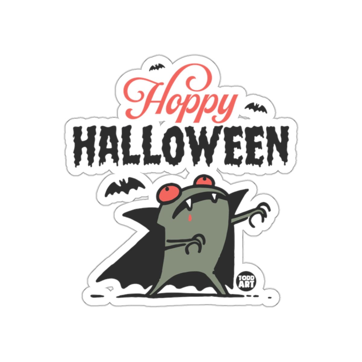 Hoppy Halloween Sticker with Vampire Frog Design