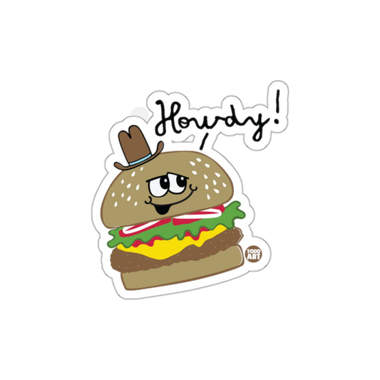Howdy Burger with Cowboy Hat and Mustache Sticker