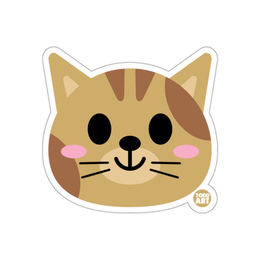 Cute Smiling Cat Face Sticker for Your Collection