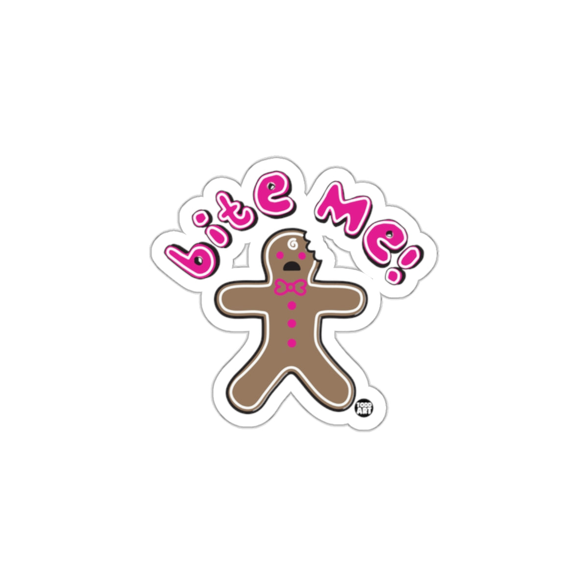 Bite Me Gingerbread Man Sticker Funny Design
