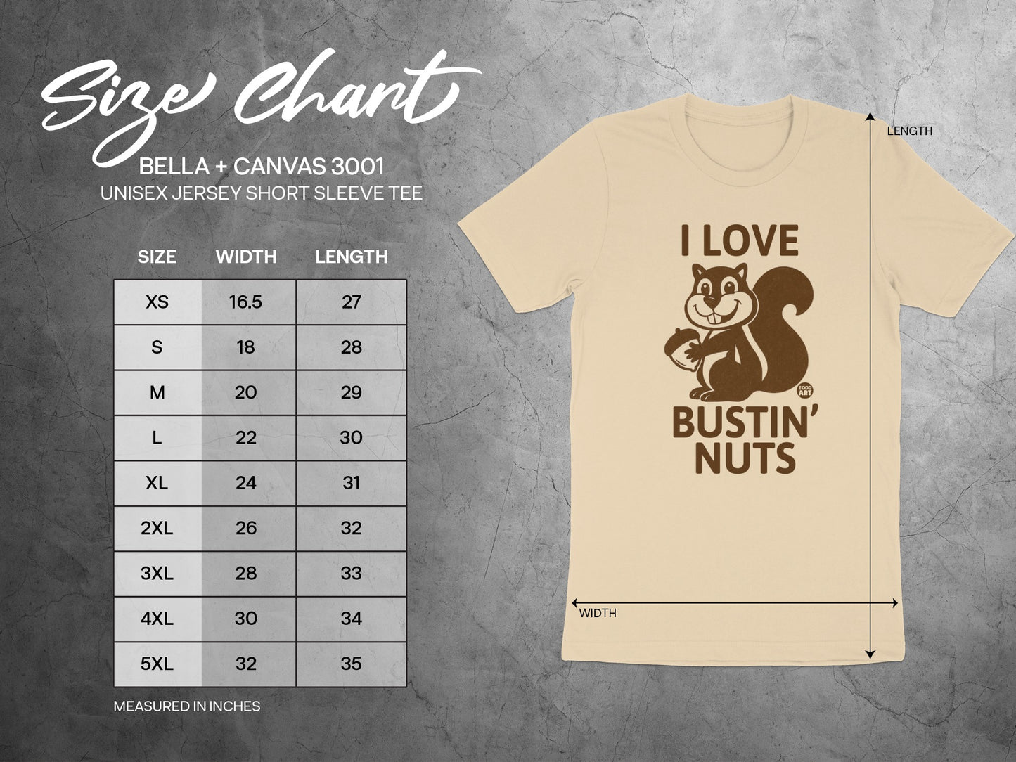 I Love Bustin' Nuts Design Unisex Jersey Short Sleeve Tee