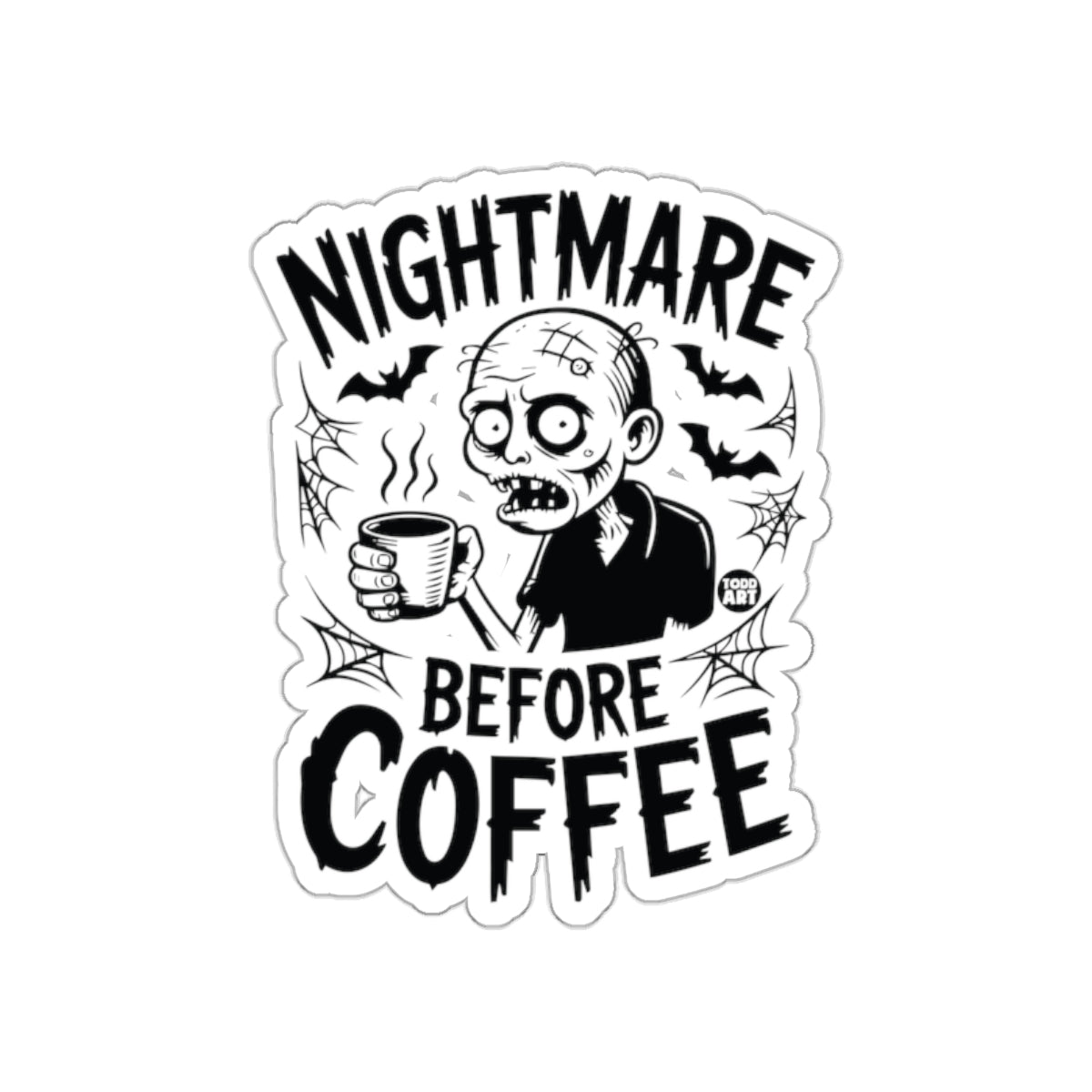 Nightmare Before Coffee Zombie Sticker fun accessory