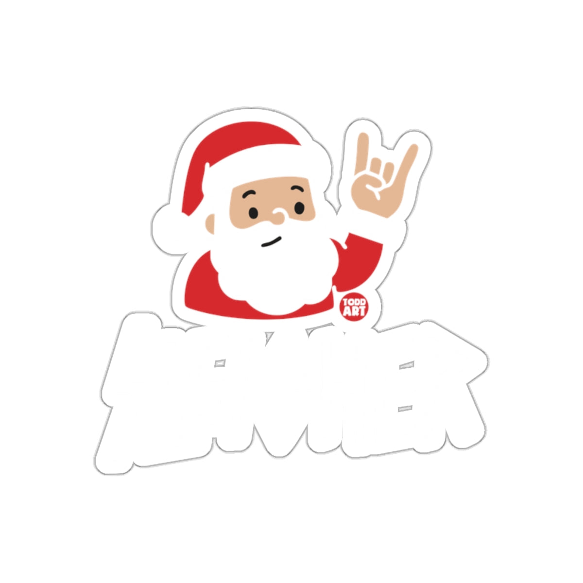 Rock On Santa Claus Christmas Sticker