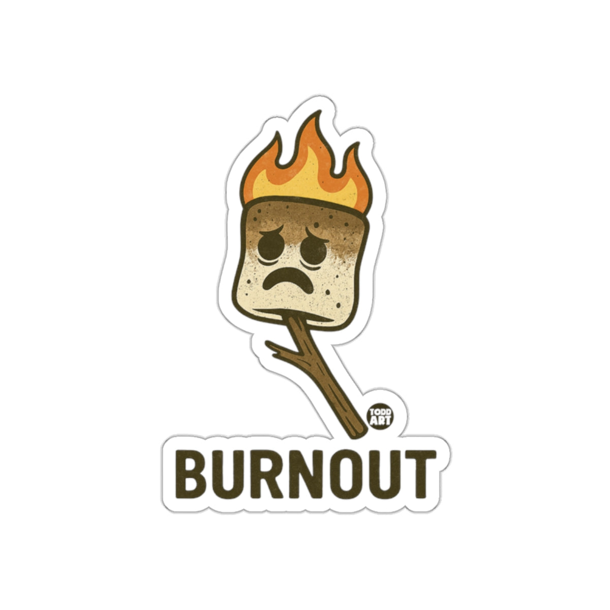 Burnout Sad Marshmallow Sticker for All Ages
