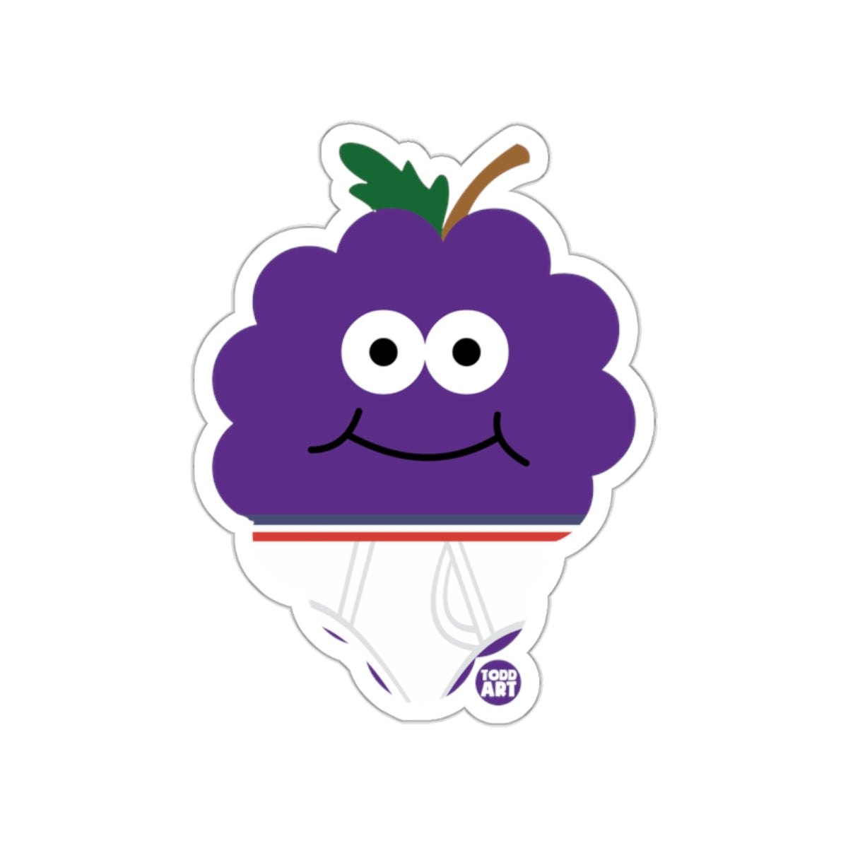 Cute Smiling Purple Grapes Character Sticker