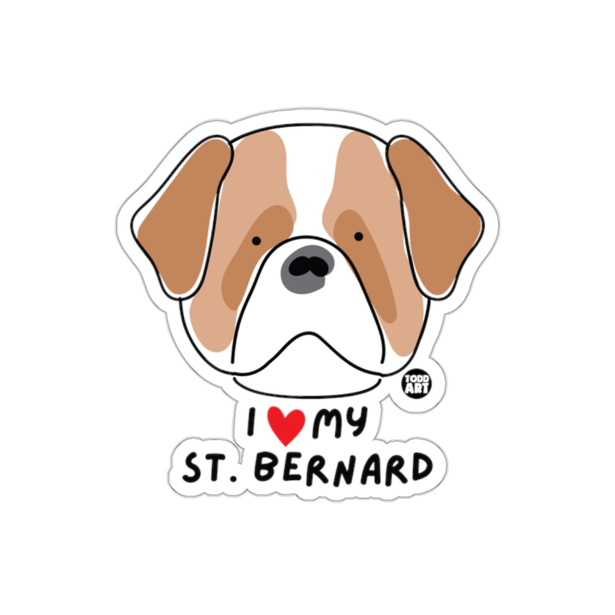 I Love My St. Bernard Cute Dog Illustration Sticker