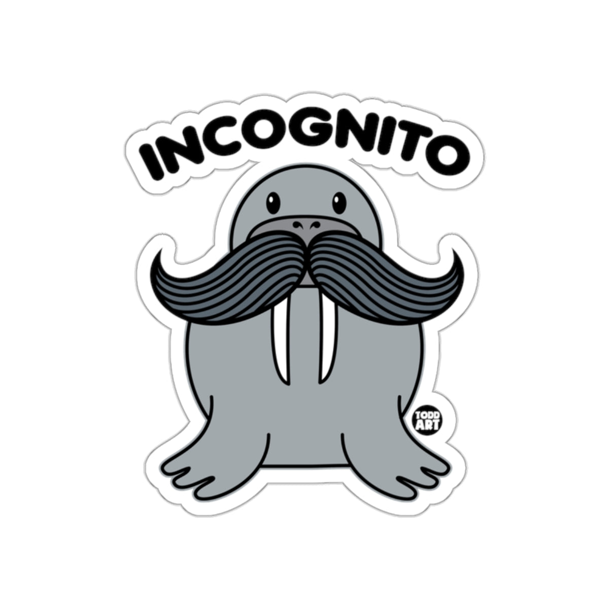 Incognito Mustached Walrus Sticker by Todd Art