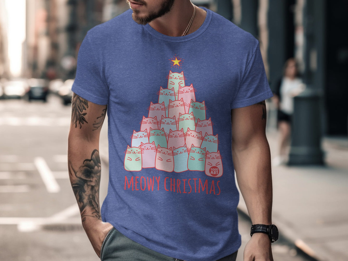 Meowy Christmas Cat Tree T-shirt for Feline Fans