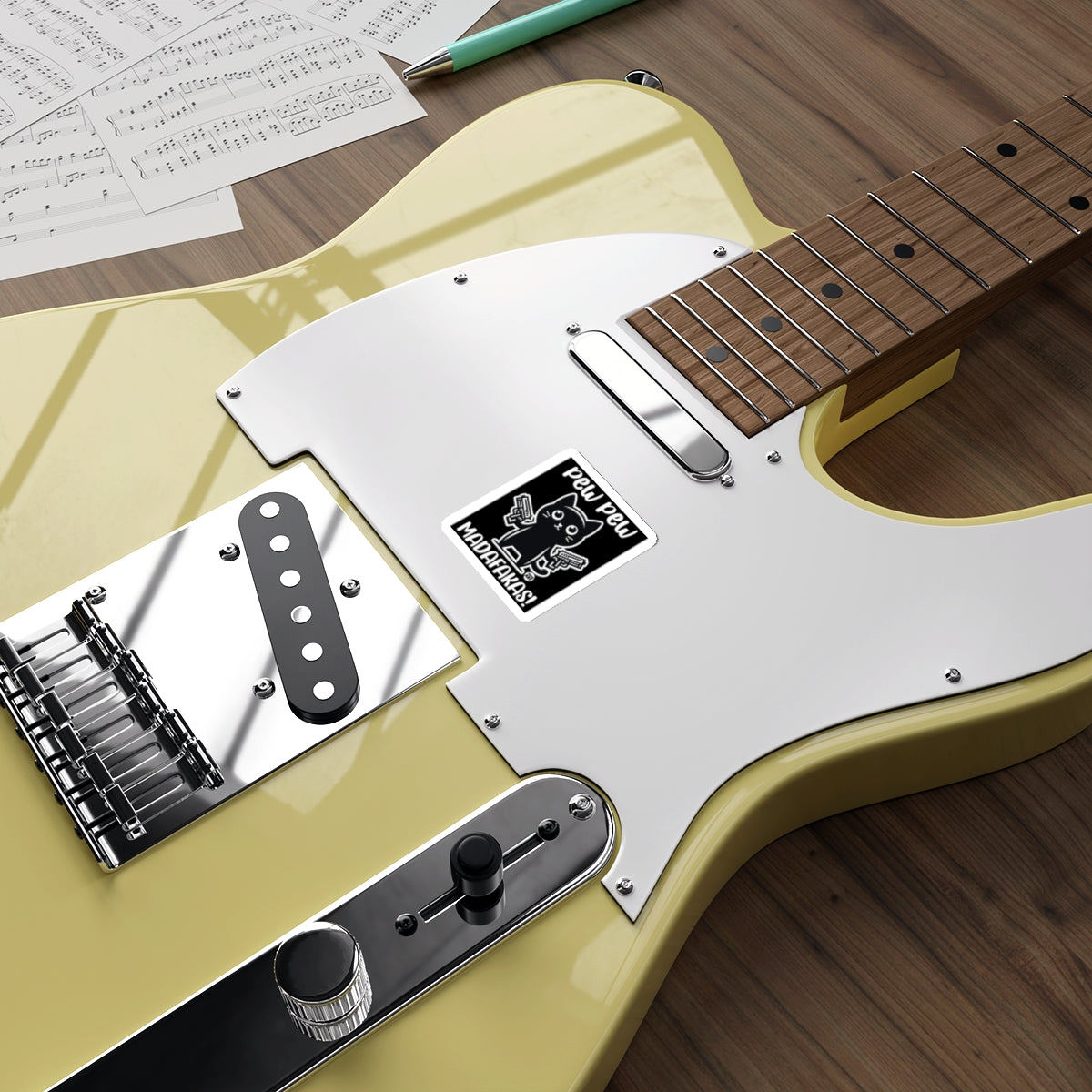 Modern Pistol Yellow Electric Guitar for Musicians