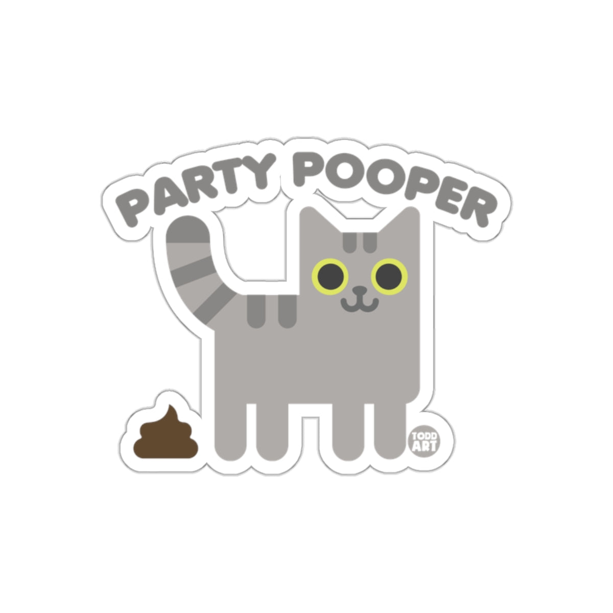 Party Pooper Cute Kitty Cat Funny Pet Design Stickers