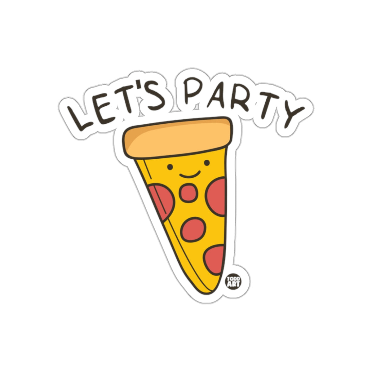 Lets Party Pizza Slice Illustration Fun Artwork Stickers
