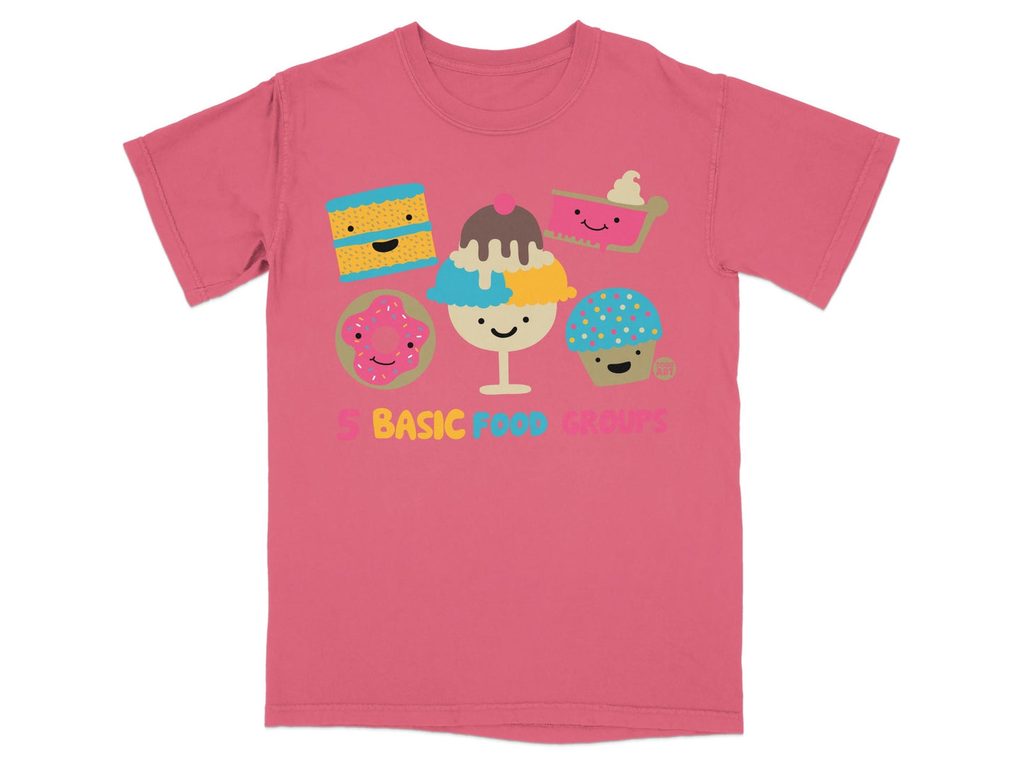 Fun 5 Basic Food Groups Cartoon Graphic Tee Shirt